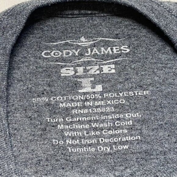 Cody James Respect & Honor T-Shirt Men's Large Heather Navy Graphic Western Logo - Picture 3 of 5